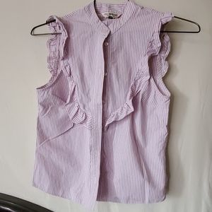 Sleeveless dress shirt with ruffle edge